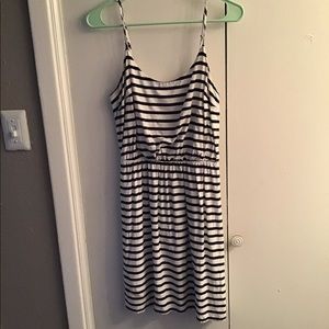 White & Navy Striped Dress